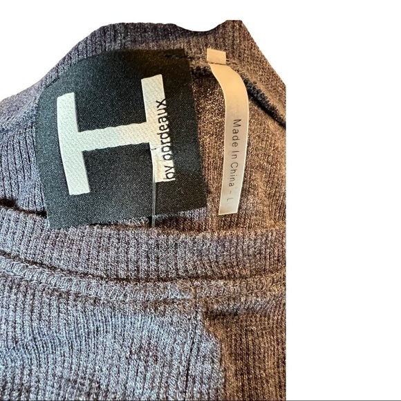 H by Bordeaux Women’s Light Crewneck Ribbed Gray Athleisure Medium NEW - Picture 7 of 11